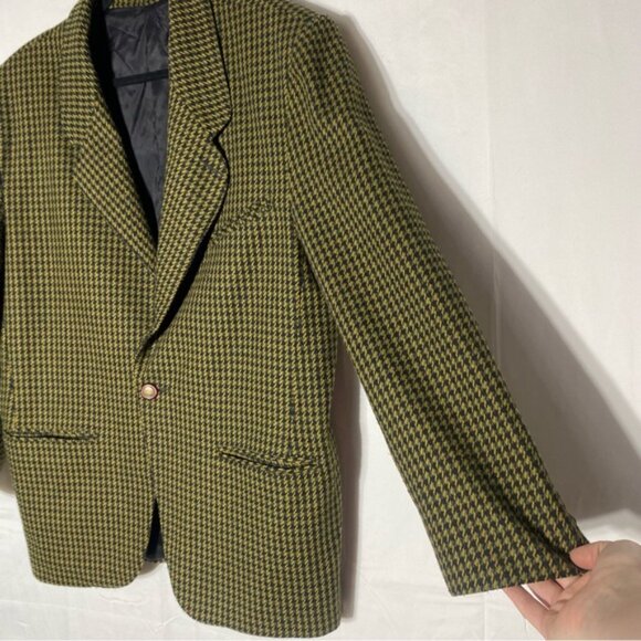Vintage Two Roads Yellow Black Houndstooth Blazer - Picture 10 of 15